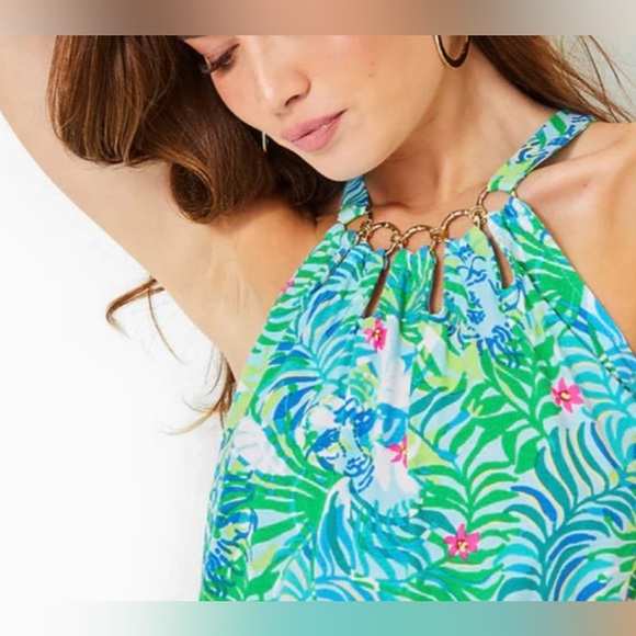 🦩🌴Lilly Pulitzer Shirelle skirted Romper Multi Via Parigi🌴🦩 - Picture 12 of 12